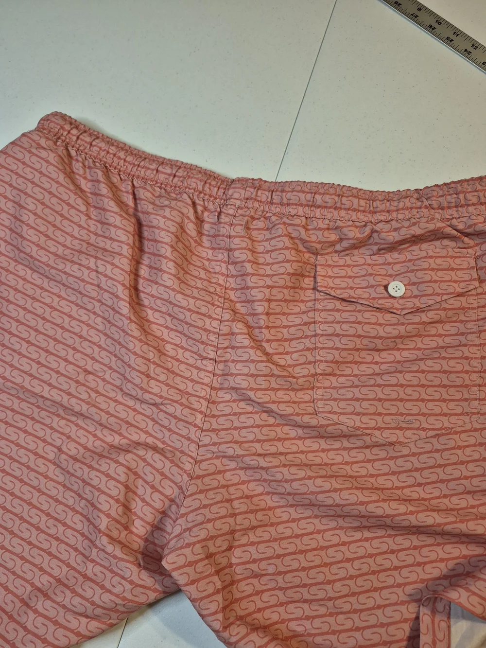 Men's Pink Patterned Swim Trunks with Drawstring Waist 4828